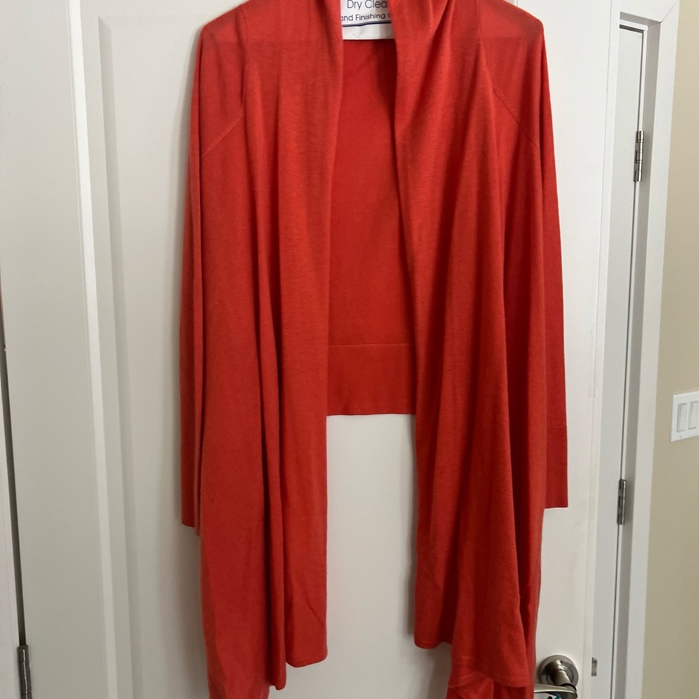 Herve Leger Red Cardigan Sweater with Waterfall Front